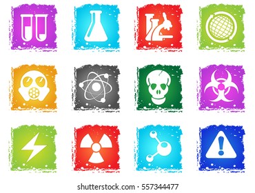 Science simply symbols in grunge style for user interface design