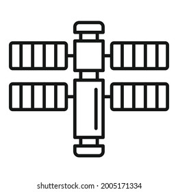 Symbol für die Wissenschaftsraumstation - Umriss-Vektorgrafik. Erforschung des Mars. Internationale Raumstation