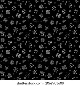 Science And STEM Education Vector Dark Seamless Pattern Or Background