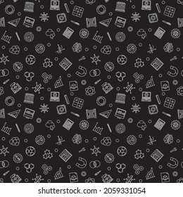 Science And STEM Education Vector Seamless Pattern With Dark Background