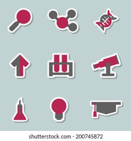 Science sticker icon set with  bio chemical laboratory elements