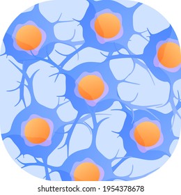 Science for study dna, human cell in cut under microscope, medical research, cartoon style vector illustration, isolated on white.