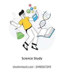 Estudio de Ciencia Ilustración vectorial de diseño de estilo plano. Ilustración estándar