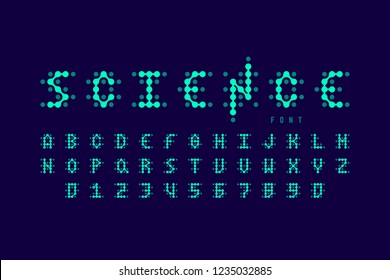 Science Style Font, Alphabet Letters And Numbers Vector Illustration