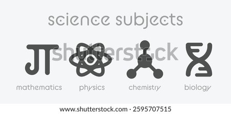 Science Subjects Icon Vector Set