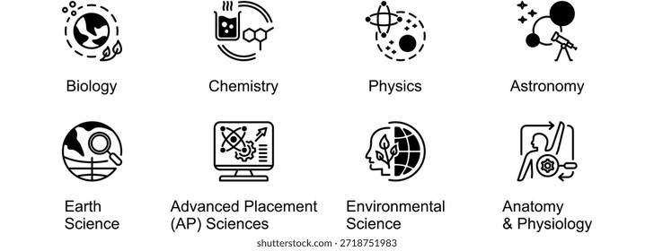 Science Subjects In Learning At School banner web icon vector illustration