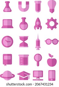 Science supplies, illustration, vector, on a white background.