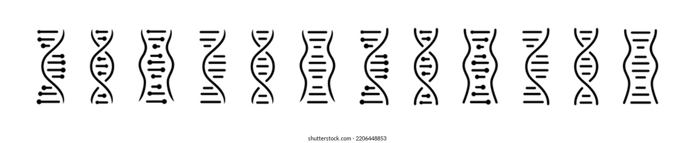 Science symbol dna icon set, dna helix, chromosome, molecule symbol, Vector illustration