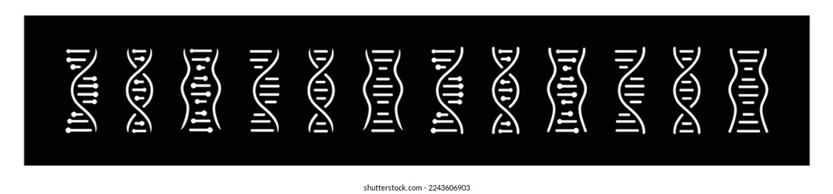 Science symbol dna icon set, dna helix, chromosome, molecule symbol, Vector illustration