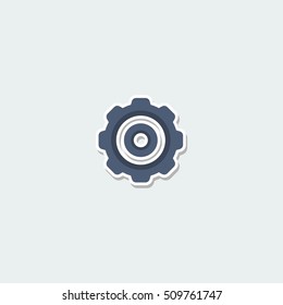 Science symbol - machine gear. Cogwheel and development, science research colorful single icon. Basic element for web isolated on white background vector illustration in flat design.