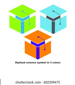 Science symbol:academic hat and book