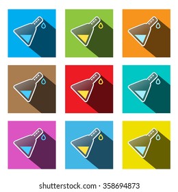 Science Symbols - Vector Colorful Test Tubes Set Illustration