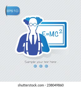 Science symbol,sticker design,blue version,clean vector