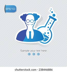 Science symbol,sticker design,blue version,clean vector