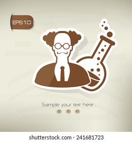 Science symbol,sticker design,brown version,clean vector