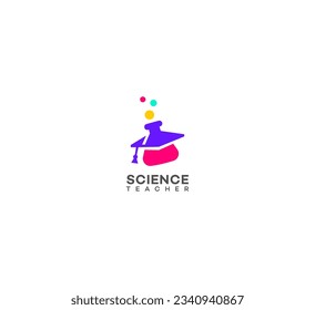logotipo de profesor de ciencias Icono de plantilla de diseño Vector