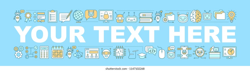 Science teaching bot word concepts banner. Chatbot. Machine learning. Isolated lettering typography idea with linear icons. Artificial intelligence.  Vector outline illustration