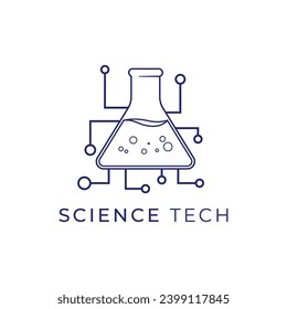 Science tech Erlenmayer object laboratory simple science logo, Consider incorporating a stylized, clean and minimalist design