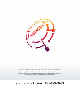 Science tech logo template, Helix DNA logo symbol