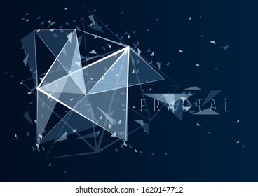 Science and technology 3D mesh abstract vector background, connected net lines fractal design, low poly polygonal elements in dynamic motion.