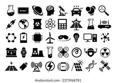 Science and Technology - 40 Icons. Vector icons isolated on white.
