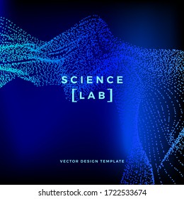 Science or technology background with dynamic particles. Trendy colourful design template. Applicable for banners, posters, placards, flyers, covers, presentations, identity, social media, websites.