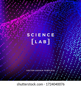 Science or technology background with dynamic particles. Trendy colourful design template. Applicable for banners, posters, placards, flyers, covers, presentations, identity, social media, websites.