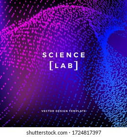 Science or technology background with dynamic particles. Trendy colourful design template. Applicable for banners, posters, placards, flyers, covers, presentations, identity, social media, websites.