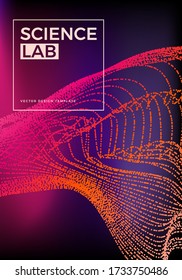 Science or technology background with dynamic particles. Trendy colourful design template. Applicable for banners, posters, placards, flyers, covers, presentations, identity, landing pages, websites.