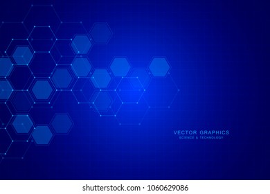 Science and technology background with hexagons. Molecular structure and chemical compounds. Geometric abstract background. Vector illustration - Shutterstock ID 1060629086