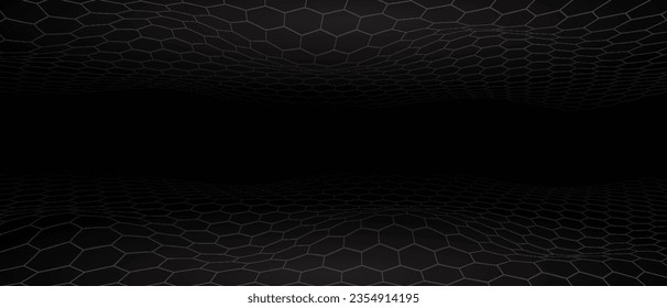 Science and technology background with hexagons pattern. High tech background of molecular structure and wave chemical engineering.