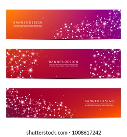 Science and technology banners. DNA molecule structure background. Scientific and technological concept. Vector illustration
