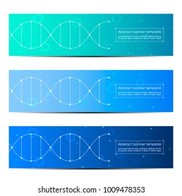 Science and technology banners. DNA molecule structure background. Scientific and technological concept. Vector illustration