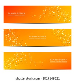 Science and technology banners. DNA molecule structure background. Scientific and technological concept. Vector illustration