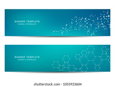 Science and technology banners. Molecular and chemical structure. Medical, science and technology background. Vector illustration