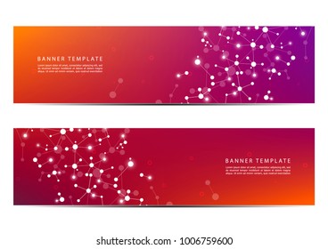 Science and technology banners. Molecule structure background. Scientific and technological concept. Vector illustration