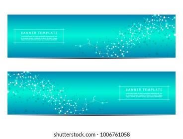 Science and technology banners. Molecule structure background. Scientific and technological concept. Vector illustration