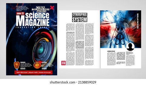 Science and technology business report brochure flyer design template vector. Presentation book cover templates, layout in A4 size 