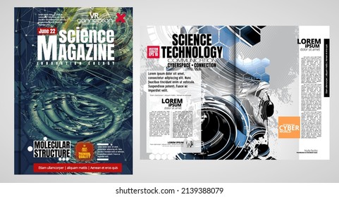 Science and technology business report brochure flyer design template vector. Presentation book cover templates, layout in A4 size 