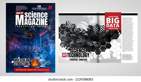 Science and technology business report brochure flyer design template vector. Presentation book cover templates, layout in A4 size 
