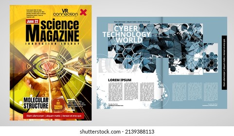 Science and technology business report brochure flyer design template vector. Presentation book cover templates, layout in A4 size 