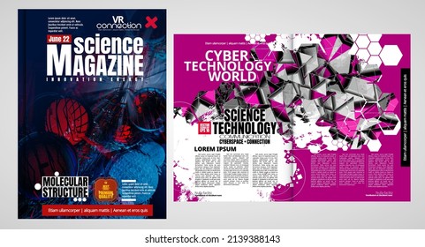 Science and technology business report brochure flyer design template vector. Presentation book cover templates, layout in A4 size 