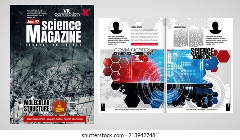 Science and technology business report brochure flyer design template vector. Presentation book cover templates
