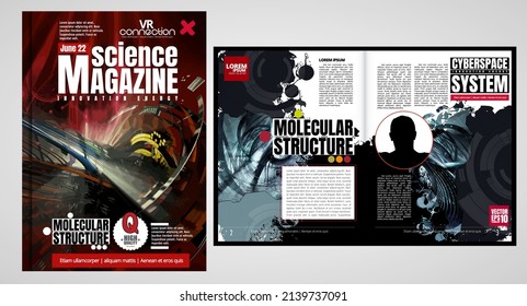 Science and technology business report brochure flyer design template vector. Presentation book cover templates
