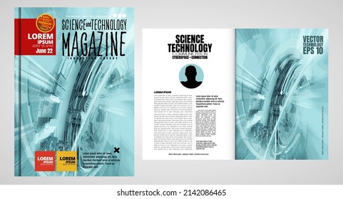 Science and technology business report brochure flyer design template vector. Presentation book cover templates, layout in A4 size 