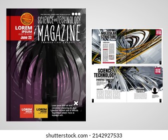 Science and technology business report brochure flyer design template vector. Presentation book cover templates