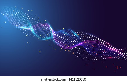 Science or technology concept based abstract background with lighting motion waves. 