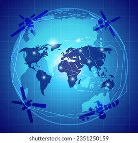 science and technology concept illustration wireless communication and connecting satellites to the future world.