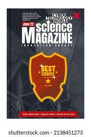 Revista de portada de ciencia y tecnología. Ilustración de diseño fondo moderno. 