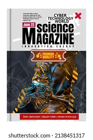 Revista de portada de ciencia y tecnología. Ilustración de diseño fondo moderno. 